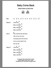 Cover icon of Baby Come Back sheet music for guitar (chords) by Eddy Grant, intermediate skill level