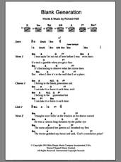 Cover icon of Blank Generation sheet music for guitar (chords) by Richard Hell & The Voidnoids and Richard Hell, intermediate skill level