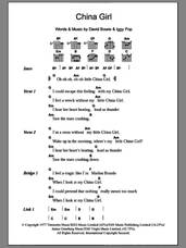 Cover icon of China Girl sheet music for guitar (chords) by David Bowie and Iggy Pop, intermediate skill level