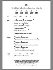 Cover icon of D.J. sheet music for guitar (chords) by David Bowie, Brian Eno and Carlos Alomar, intermediate skill level