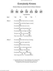 Cover icon of Everybody Knows sheet music for guitar (chords) by Leonard Cohen and Sharon Robinson, intermediate skill level