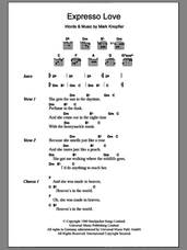 Cover icon of Expresso Love sheet music for guitar (chords) by Dire Straits and Mark Knopfler, intermediate skill level