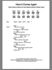 Cover icon of Here It Comes Again sheet music for guitar (chords) by Marius De Vries, Chisholm Melanie, Melanie Chisholm and Robert Howard, intermediate skill level
