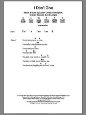 Cover icon of I Don't Give sheet music for guitar (chords) by Avril Lavigne, Graham Edwards, Lauren Christy and Scott Spock, intermediate skill level