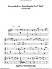 Cover icon of Serenade For Strings Op. 3 No. 5 sheet music for piano solo by Franz Joseph Haydn, classical score, easy skill level