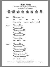 Cover icon of I Ran Away sheet music for guitar (chords) by Coldplay, Chris Martin, Guy Berryman, Jon Buckland and Will Champion, intermediate skill level
