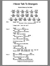 Cover icon of I Never Talk To Strangers sheet music for guitar (chords) by Tom Waits, intermediate skill level