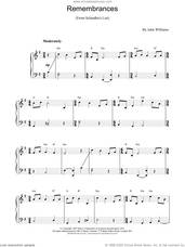 Cover icon of Remembrances sheet music for piano solo by John Williams, intermediate skill level