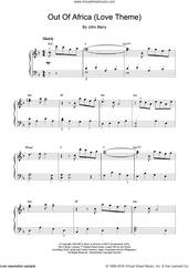 Cover icon of Out Of Africa (Love Theme) sheet music for piano solo by John Barry, intermediate skill level