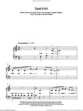 Cover icon of Said It All sheet music for piano solo by Take That, Gary Barlow, Howard Donald, Jason Orange, Mark Owen and Steve Robson, easy skill level