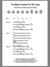 Cover icon of I've Been Lonely For So Long sheet music for guitar (chords) by Frederick Knight, Jerry Weaver and Peter Knight, intermediate skill level