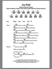 Cover icon of Joy Ride sheet music for guitar (chords) by The Killers, Brandon Flowers, Dave Keuning, Mark Stoermer and Ronnie Vannucci, intermediate skill level