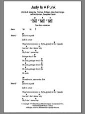 Cover icon of Judy Is A Punk sheet music for guitar (chords) by The Ramones, Douglas Calvin, Jeffrey Hyman, John Cummings and Thomas Erdelyi, intermediate skill level