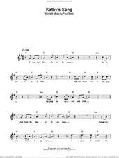Cover icon of Kathy's Song sheet music for voice and other instruments (fake book) by Simon & Garfunkel and Paul Simon, intermediate skill level