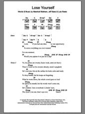 Cover icon of Lose Yourself sheet music for guitar (chords) by Eminem, Jeff Bass, Luis Resto and Marshall Mathers, intermediate skill level