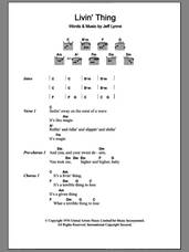 Cover icon of Livin' Thing sheet music for guitar (chords) by Electric Light Orchestra and Jeff Lynne, intermediate skill level