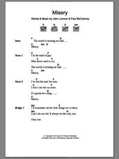 Cover icon of Misery sheet music for guitar (chords) by The Beatles, John Lennon and Paul McCartney, intermediate skill level