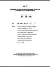 Cover icon of Mr. Z sheet music for guitar (chords) by Ben Folds Five, Jason Brown, Julian Gallagher, Richard Breen, Richard Norris, Richard Stannard and Sean Conlon, intermediate skill level