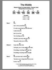 Cover icon of The Middle sheet music for guitar (chords) by Jimmy Eat World, James Adkins, Richard Burch, Thomas Linton and Zachary Lind, intermediate skill level