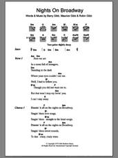 Cover icon of Nights On Broadway sheet music for guitar (chords) by Bee Gees, Barry Gibb, Maurice Gibb and Robin Gibb, intermediate skill level