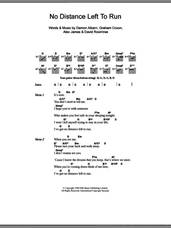 Cover icon of No Distance Left To Run sheet music for guitar (chords) by Blur, Alex James, Damon Albarn, David Rowntree and Graham Coxon, intermediate skill level