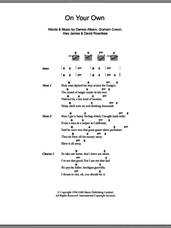 Cover icon of On Your Own sheet music for guitar (chords) by Blur, Alex James, Damon Albarn, David Rowntree and Graham Coxon, intermediate skill level