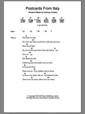 Cover icon of Postcards From Italy sheet music for guitar (chords) by Beirut and Zachary Condon, intermediate skill level
