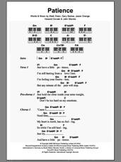 Cover icon of Patience sheet music for piano solo (chords, lyrics, melody) by Take That, Gary Barlow, Howard Donald, Jason Orange, John Shanks and Mark Owen, intermediate piano (chords, lyrics, melody)