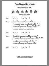 Cover icon of San Diego Serenade sheet music for guitar (chords) by Tom Waits, intermediate skill level