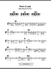 Cover icon of She's A Lady sheet music for piano solo (chords, lyrics, melody) by Tom Jones and Paul Anka, intermediate piano (chords, lyrics, melody)