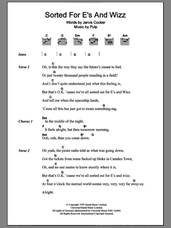 Cover icon of Sorted For E's And Wizz sheet music for guitar (chords) by Pulp and Jarvis Cocker, intermediate skill level