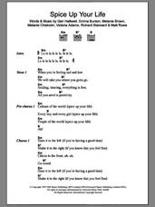 Cover icon of Spice Up Your Life sheet music for guitar (chords) by The Spice Girls, Emma Bunton, Geri Halliwell, Matt Rowe, Melanie Brown, Melanie Chisholm, Richard Stannard and Victoria Adams, intermediate skill level