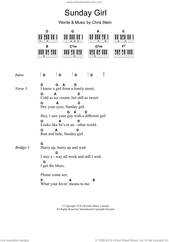 Cover icon of Sunday Girl sheet music for piano solo (chords, lyrics, melody) by Blondie and Chris Stein, intermediate piano (chords, lyrics, melody)