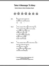 Cover icon of Take A Message To Mary sheet music for guitar (chords) by Everly Brothers, Boudleaux Bryant and Felice Bryant, intermediate skill level