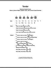 Cover icon of Tender sheet music for guitar (chords) by Blur, Alex James, Damon Albarn, David Rowntree and Graham Coxon, intermediate skill level