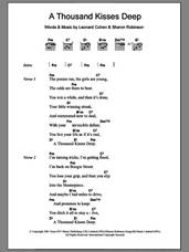 Cover icon of A Thousand Kisses Deep sheet music for guitar (chords) by Leonard Cohen and Sharon Robinson, intermediate skill level