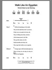 Cover icon of Walk Like An Egyptian sheet music for guitar (chords) by The Bangles and Liam Sternberg, intermediate skill level