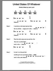 Cover icon of United States Of Whatever sheet music for guitar (chords) by Liam Lynch, intermediate skill level