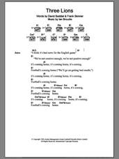 Cover icon of Three Lions sheet music for guitar (chords) by The Lightning Seeds, David Baddiel, Frank Skinner and Ian Broudie, intermediate skill level