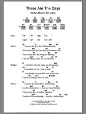 Cover icon of These Are The Days sheet music for guitar (chords) by Jamie Cullum and Ben Cullum, intermediate skill level