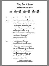 Cover icon of They Don't Know sheet music for guitar (chords) by Kirsty MacColl, intermediate skill level