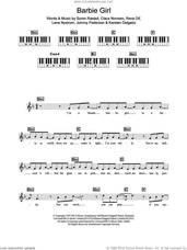 Cover icon of Barbie Girl sheet music for piano solo (chords, lyrics, melody) by Aqua, Claus Norreen, Johnny Pederson, Karsten Delgado, Lene Nystrom, Rene Dif and Soren Rasted, intermediate piano (chords, lyrics, melody)