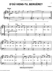 Cover icon of D'ou Viens-Tu, Beregere? sheet music for piano solo, easy skill level