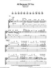 Cover icon of All Because Of You sheet music for guitar (tablature) by U2 and Bono, intermediate skill level
