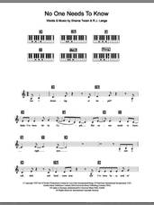 Cover icon of No One Needs To Know sheet music for piano solo (chords, lyrics, melody) by Shania Twain and Robert John Lange, intermediate piano (chords, lyrics, melody)