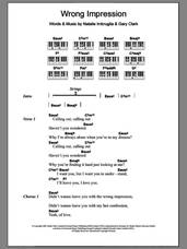 Cover icon of Wrong Impression sheet music for piano solo (chords, lyrics, melody) by Natalie Imbruglia and Gary Clark, intermediate piano (chords, lyrics, melody)