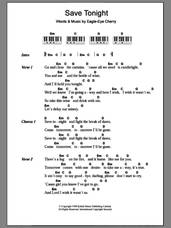 Cover icon of Save Tonight sheet music for piano solo (chords, lyrics, melody) by Eagle-Eye Cherry, intermediate piano (chords, lyrics, melody)