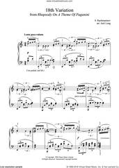 Cover icon of 18th Variation (from Rhapsody On A Theme By Paganini) (arr. Jack Long) sheet music for piano solo by Serjeij Rachmaninoff, classical score, intermediate skill level