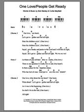 Cover icon of One Love sheet music for piano solo (chords, lyrics, melody) by Bob Marley and Curtis Mayfield, intermediate piano (chords, lyrics, melody)