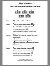 Cover icon of Men's Needs sheet music for piano solo (chords, lyrics, melody) by The Cribs, Gary Jarman, Ross Jarman and Ryan Jarman, intermediate piano (chords, lyrics, melody)